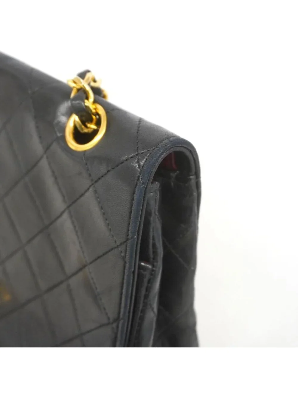 Chanel Shoulder Bag Quilted Lambskin Black Gold